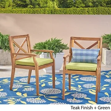 Stylish Acacia Wood Outdoor Dining Chair Set of 2