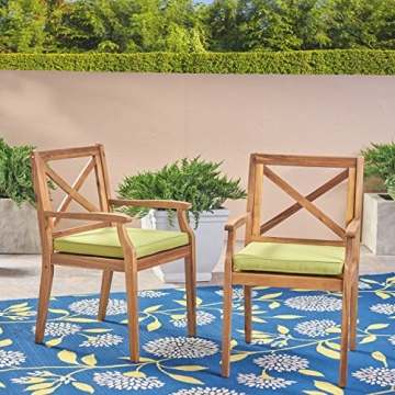 Stylish Acacia Wood Outdoor Dining Chair Set of 2