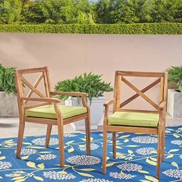 Stylish Acacia Wood Outdoor Dining Chair Set of 2