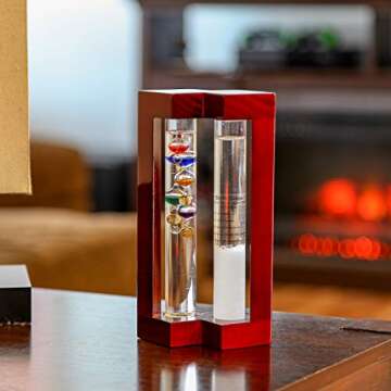 Lily's Home Desktop Weather Station, with Galileo Thermometer and Fitzroy Storm Glass Weather Predic...