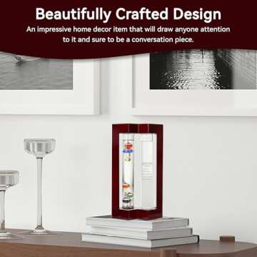 Lily's Home Desktop Weather Station, with Galileo Thermometer and Fitzroy Storm Glass Weather Predictor, 5 Multi-Colored Spheres