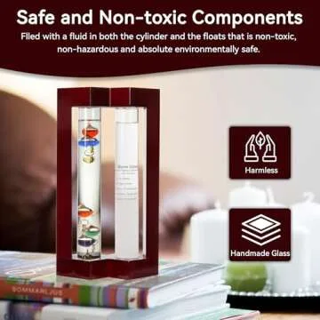 Lily's Home Desktop Weather Station, with Galileo Thermometer and Fitzroy Storm Glass Weather Predictor, 5 Multi-Colored Spheres