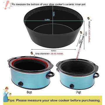 Slow Cooker Liners Fit for Crockpot 7-8 Quart Oval Slow Cooker,Reusable & Leakproof Dishwasher Safe Cooking Liner for CrockPot 7-8QT