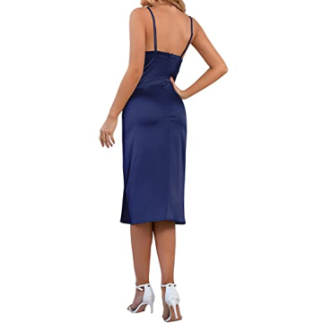 Elegant LYANER Satin Drape Cowl Neck Midi Dress for Women