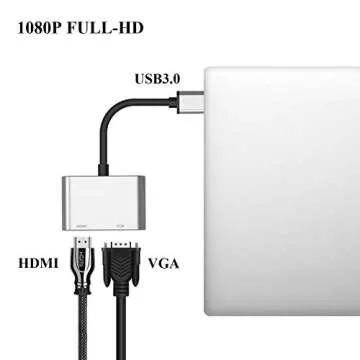 Elecable USB to HDMI/VGA Adapter, 1080P Display, Compatible with Windows and Mac OS