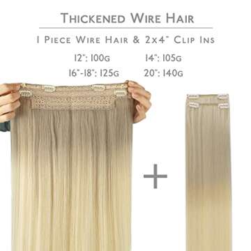 WENNALIFE Wire Hair Extensions (Increase 50% Lifespan) Real Human Hair 16 inch 125g Ash Blonde to Go...