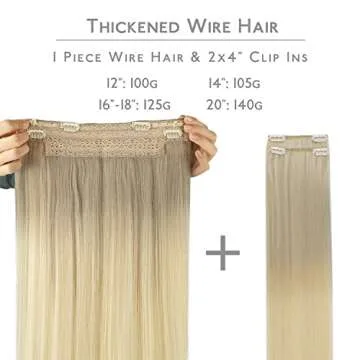 WENNALIFE Wire Hair Extensions (Increase 50% Lifespan) Real Human Hair 16 inch 125g Ash Blonde to Go...