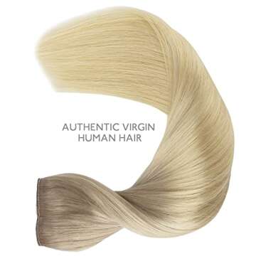 WENNALIFE Wire Hair Extensions (Increase 50% Lifespan) Real Human Hair 16 inch 125g Ash Blonde to Golden Blonde Balayage Platinum Blonde Real Hair Extensions Invisible Wire Hair Extensions Fish Line