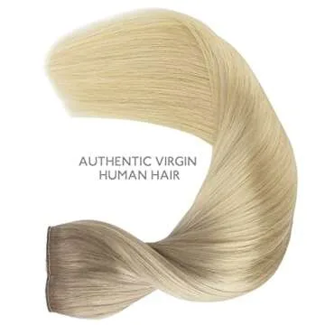 WENNALIFE Wire Hair Extensions (Increase 50% Lifespan) Real Human Hair 16 inch 125g Ash Blonde to Golden Blonde Balayage Platinum Blonde Real Hair Extensions Invisible Wire Hair Extensions Fish Line