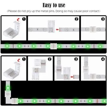 JACKYLED 20Packs L Shape 4-Pin LED Connectors with 22Pcs Clips 10mm for Strip Lights - 10mm 4pin