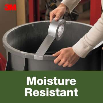 3M Utility Duct Tape, 3 Rolls, 1.88" in x 50 yd, Strong Adhesive, Adheres to Multiple Surfaces, Hand-Tearable, Silver Color Tape, Sticks Instantly, Perfect for Home & Shop Use (1950-3PK)