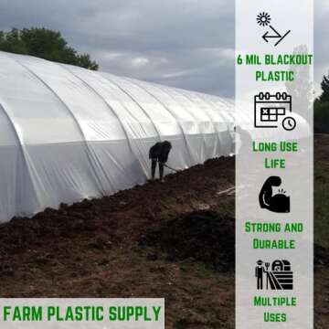 Farm Plastic Supply - Panda Film Light Deprivation Greenhouse Cover - 6 mil - 100% Blackout Tarp, Bl...