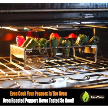 Cave Tools Jalapeno Corer Tool Grill Topper for Cooking Peppers, Chicken Legs & Wings or Chili - 24 Capacity Racks- BBQ Grill and Smoker Accessories, Dishwasher Safe
