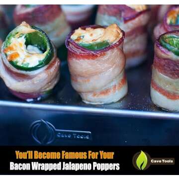 Cave Tools Jalapeno Corer Tool Grill Topper for Cooking Peppers, Chicken Legs & Wings or Chili - 24 Capacity Racks- BBQ Grill and Smoker Accessories, Dishwasher Safe