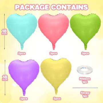 12 Pcs Heart Balloons, 18 inch Pastel Heart Shaped Balloons, Big Heart Helium Balloon, Macaron Heart...