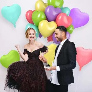 12 Pcs Heart Balloons, 18 inch Pastel Heart Shaped Balloons, Big Heart Helium Balloon, Macaron Heart Love Foil Balloons for Wedding Baby Shower Anniversary Backdrop Valentine Balloons Party Decoration