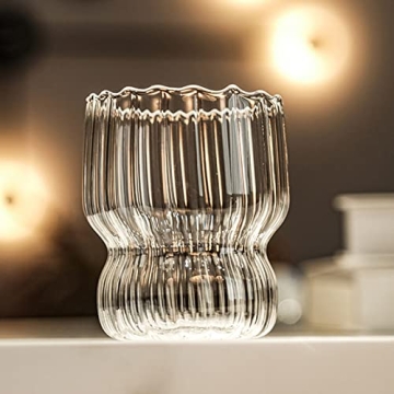 Vintage Wavy Drinking Glasses Set of 2 for Stylish Sips