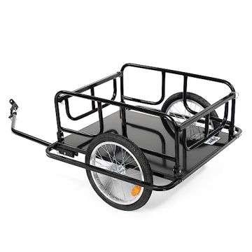 Sefzone Foldable Bike Cargo Trailer - 145lbs Capacity, 16'' Wheels, Universal Hitch