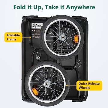 Sefzone Foldable Bike Cargo Trailer 145lbs Capacity 16'' Wheels