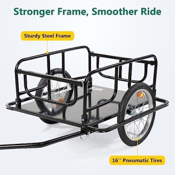Sefzone Foldable Bike Cargo Trailer 145lbs Capacity 16'' Wheels