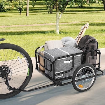 Sefzone Foldable Bike Cargo Trailer 145lbs Capacity 16'' Wheels