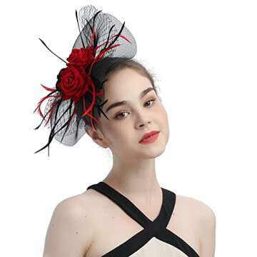 LATIMOON Derby Headband Holiday Wedding Hats Fascinators Tea Party Cocktail Party Hat for Women and ...