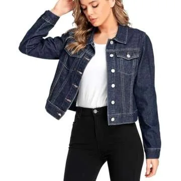 andy & natalie Women's Trendy Denim Cropped Jacket