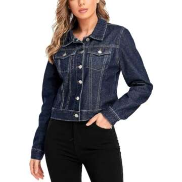 andy & natalie Women's Trendy Denim Cropped Jacket