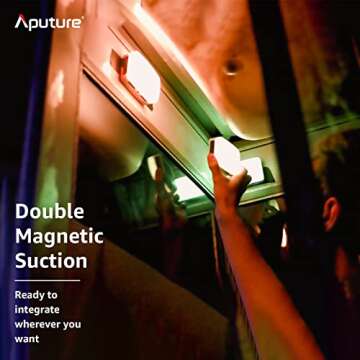 Aputure MC Aputure Amaran AL-MC RGB Led Video Light TLCI/CRI 96+ RGB 0-360 Full Color 3200-6500K Adjustable 0-100% Stepless Dimming CCT/HSI/FX Mode Built-in Lighting Effect App Control Wireless Charge