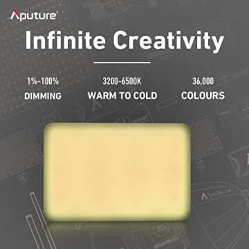 Aputure MC Aputure Amaran AL-MC RGB Led Video Light TLCI/CRI 96+ RGB 0-360 Full Color 3200-6500K Adjustable 0-100% Stepless Dimming CCT/HSI/FX Mode Built-in Lighting Effect App Control Wireless Charge
