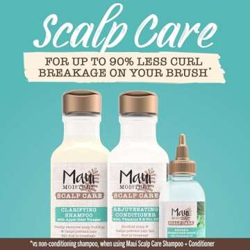 Maui Moisture Scalp Care Clarifying Shampoo, Apple Cider Vinegar Curly Hair Shampoo Moisturizes & Re...