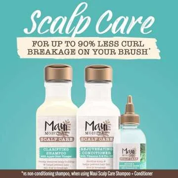 Maui Moisture Scalp Care Clarifying Shampoo, Apple Cider Vinegar Curly Hair Shampoo Moisturizes & Re...