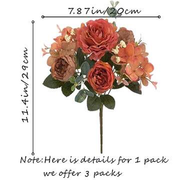 karoro Artificial Flowers Fake Peony Silk Flowers Hydrangea Bouquet Decor Faux Camellia Flower for Home Living Room Table Centerpieces Decoration