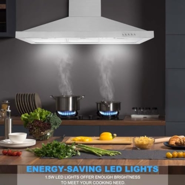 Tieasy 36" Stainless Steel Range Hood with LED