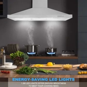 Tieasy 36" Stainless Steel Range Hood with LED