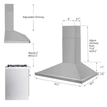 Tieasy 36" Stainless Steel Range Hood with LED