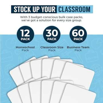 Dry Erase Boards [60pc Double Sided] Lapboards with ClearWipe Coating! Small White Boards - 9" x 12" Mini White Boards for Students, Classroom Teacher Supplies