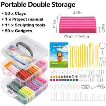 CiaraQ Polymer Clay Starter kit, Oven Bake Modeling Clay with Sculpting Tools, 50 Colors, 2.8 lb