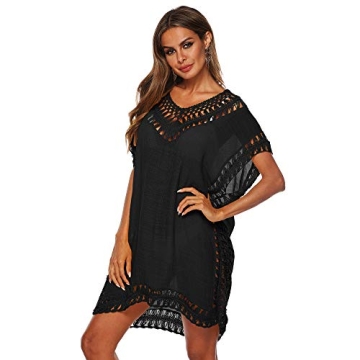 SIAEAMRG Women's Crochet Chiffon Beach Cover Up Dress