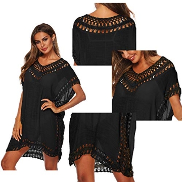 SIAEAMRG Women's Crochet Chiffon Beach Cover Up Dress