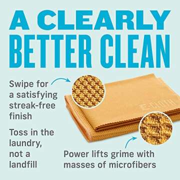 E-Cloth Microfiber Cleaning Cloth Glass Kit - Microfiber Towel Window Cleaning Kit - Microfiber Towels for Cars, Windows, Mirrors, & More - Tangerine Orange