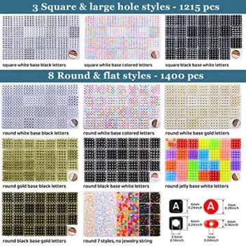 Eppingwin 1400 pcs Letter Beads, 4x7 mm Acrylic Beads, Beads for Jewelry Making, Beads for Bracelet Making, Alphabet Beads, in 28 Grid Box (White and Black)