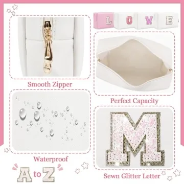 Personalized Initial Letter Patch Makeup Bag for Travel