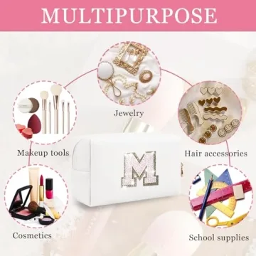 Personalized Initial Letter Patch Makeup Bag for Travel