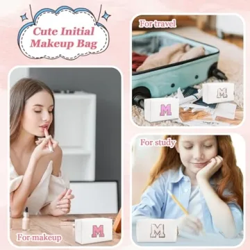Personalized Initial Letter Patch Makeup Bag for Travel