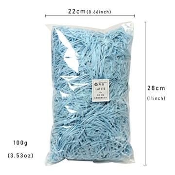 NC Basket Grass,Crinkle Cut Tissue Paper,Recyclable Craft Shred Confetti Raffia Paper Filler,For Easter Gift Box Wrapping Packing Filling,100g 3.53oz Party Decoration (sky blue)