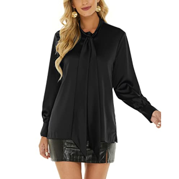 Elegant Women's Bow Tie Satin Blouse for Every Occasion