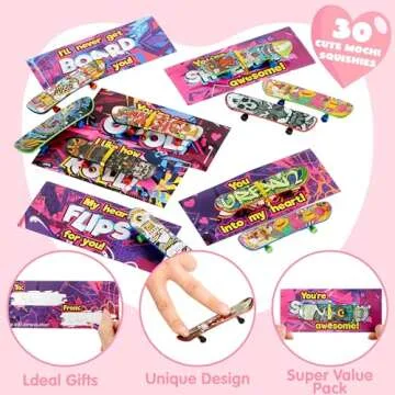 JOYIN 30 Packs Valentine's Day Mini Finger Skateboards with Cards, Classroom Exchange Gift for Kids, Kids Toys Party Favor, Classroom and Holiday Reward Prizes