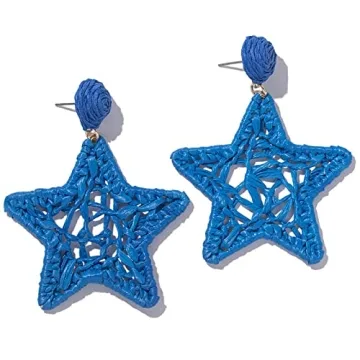 Statement Raffia Earrings Boho Dangle Drop Earrings Cute Handmade Fashion Earring Summer Beach Jewel...