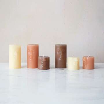 Creative Co-Op Unscented Face Pillar Candle 3x3x3